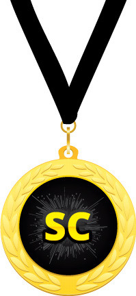 Custom 2 in. Gold Medallion with Black Neck Ribbon (SC)