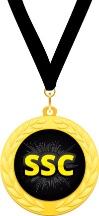 Custom 2 in. Gold Medallion with Black Neck Ribbon (SSC)