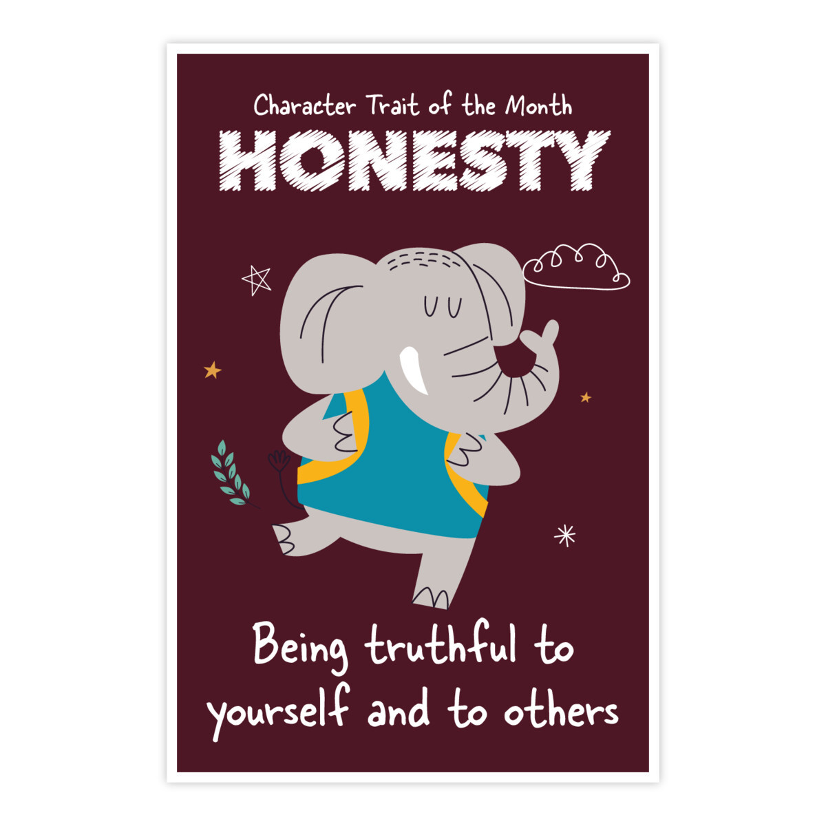 Character Trait of the Month Poster - Honesty (Elephant)