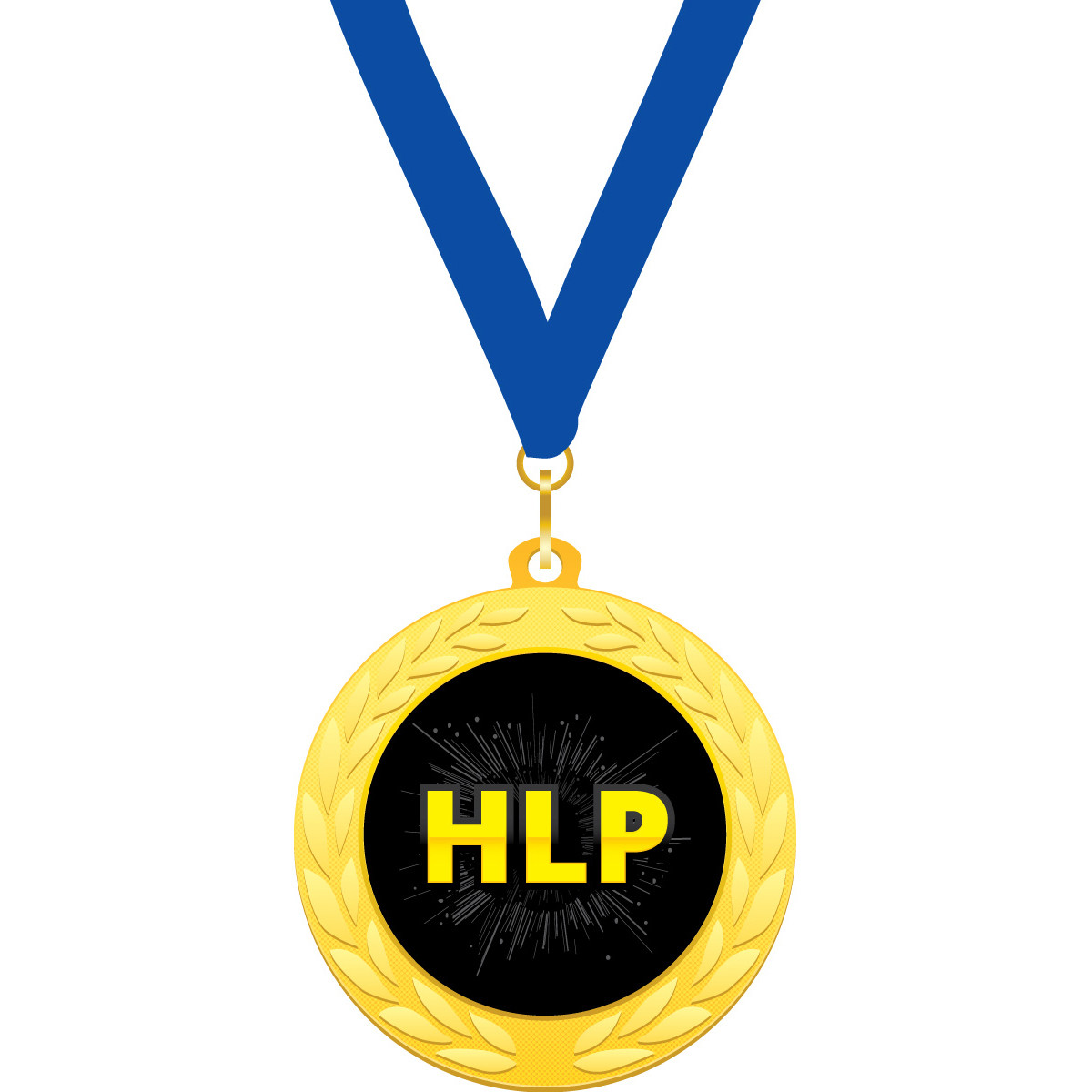 Custom 2 in. Gold Medallion with Blue Neck Ribbon (HLP)