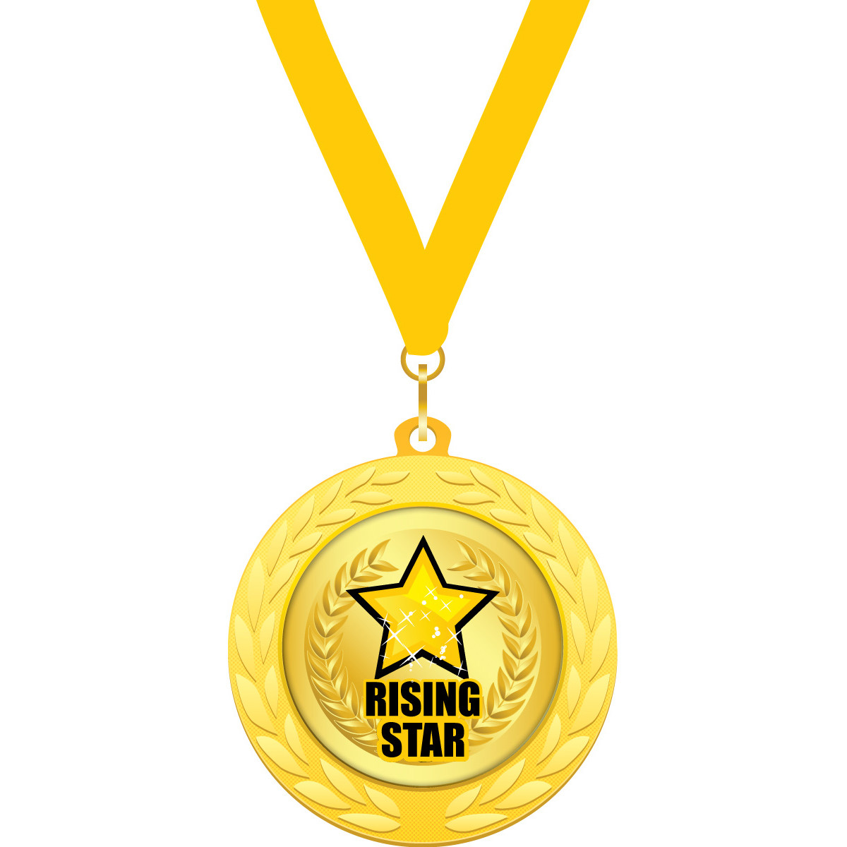 Custom 2 in. Gold Medallion with Golden-Yellow Neck Ribbon (Rising Star)