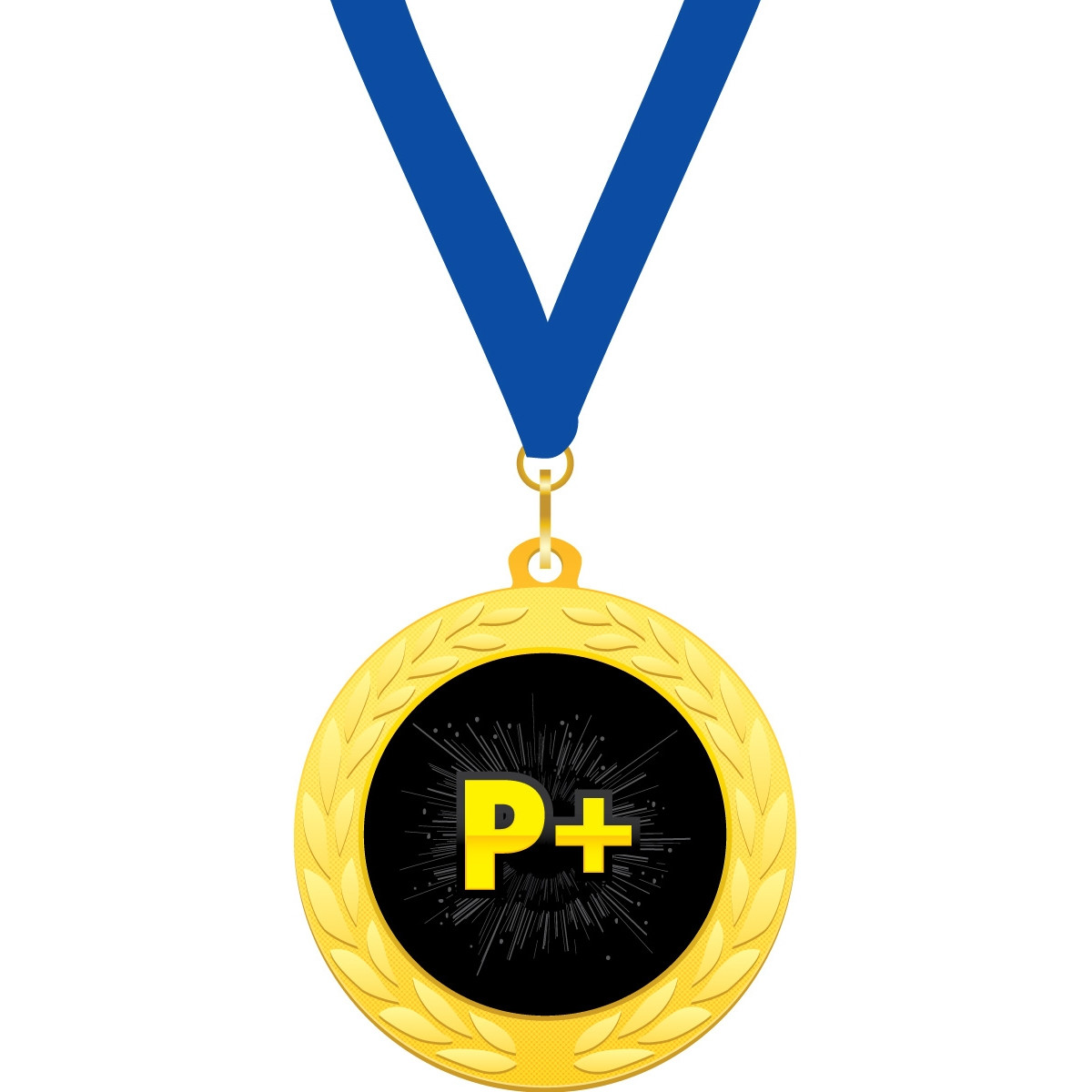 Custom 2 in. Gold Medallion with Blue Neck Ribbon (P Plus)