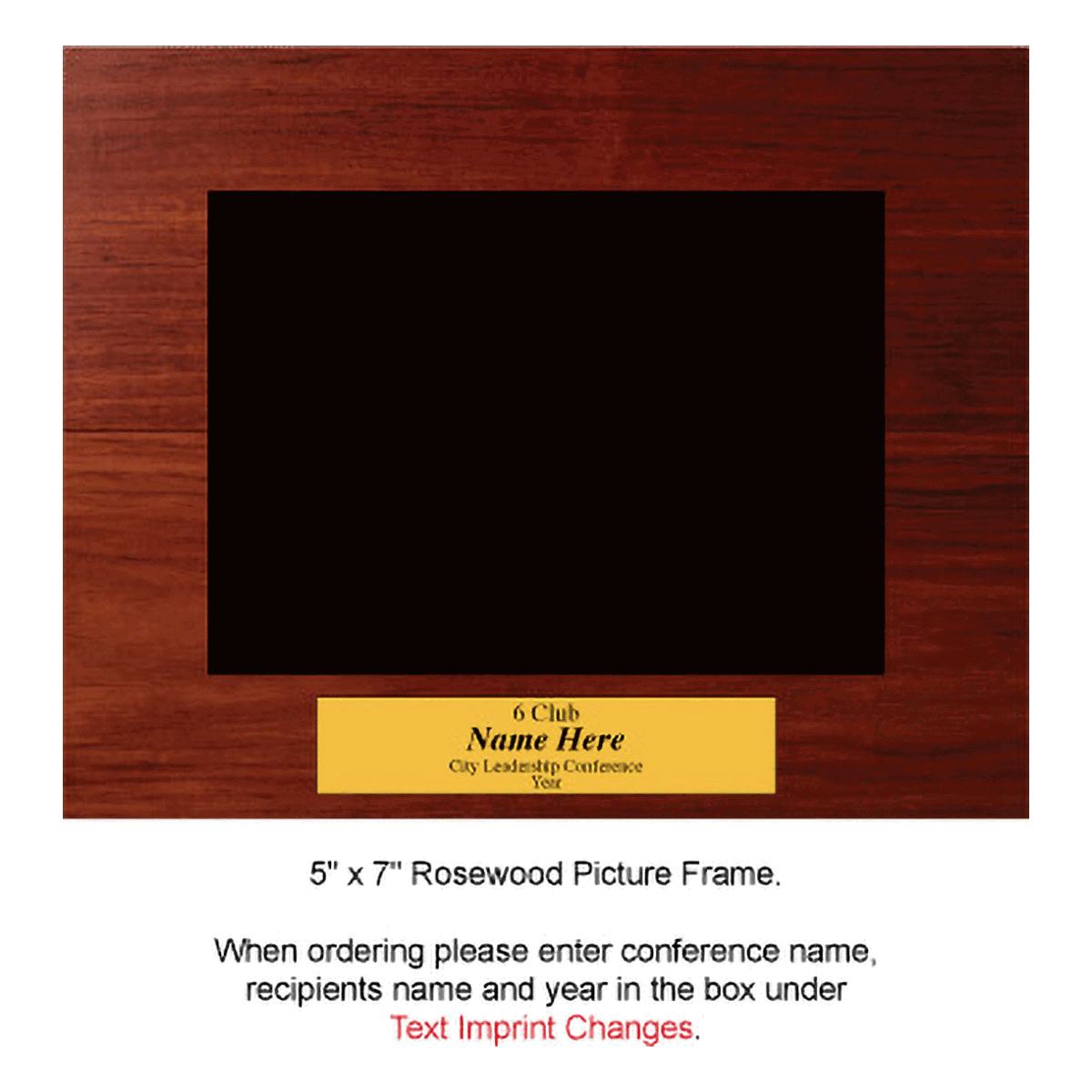 Custom 5" x 7" Rosewood Picture Frame (6 Club Award)