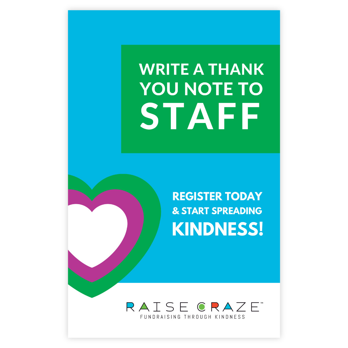 Raise Craze Poster - Write a Thank You Note to Staff