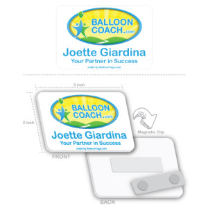 Gloss White 2" X 3" Name Badge - Balloons