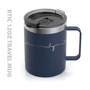 RTIC Custom Laser Engraved 12oz Travel Coffee Mug - Navy